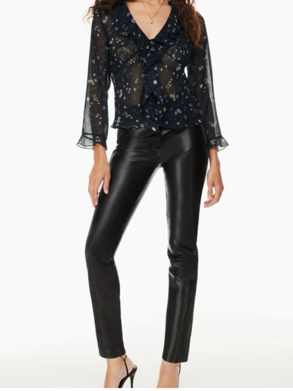 Aritzia The Melina slim Wilfred Pant Black Faux Leather